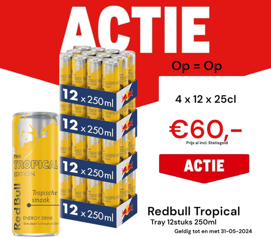 4 Tray Red Bull Tropical 4 x 12 x 250ml incl. Statiegeld